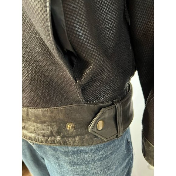 Vintage Wilson Mens Biker Motorcycle Jacket Black Lined Mandarin Collar 42 - Picture 3 of 12